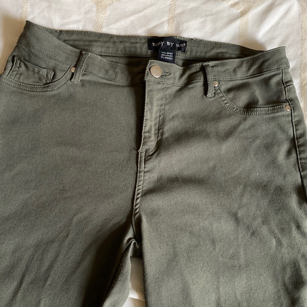 Green pants.